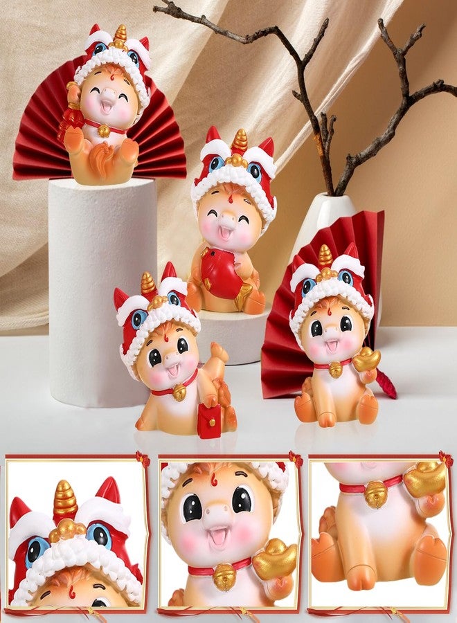 LAIAMER 4 Pcs 2026 Chinese New Year Horse Figurine Resin Mini Golden Chinese Zodiac Horse Statue for Car Dashboard Office Tabletop Lunar New Year Zodiac Decoration Collection Gift - Image 3