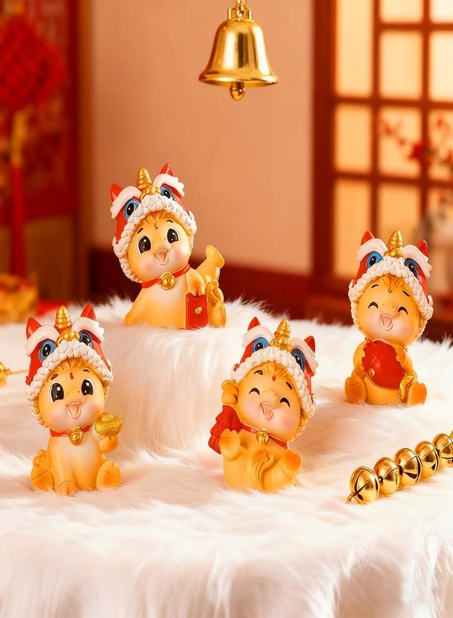 LAIAMER 4 Pcs 2026 Chinese New Year Horse Figurine Resin Mini Golden Chinese Zodiac Horse Statue for Car Dashboard Office Tabletop Lunar New Year Zodiac Decoration Collection Gift - Image 2