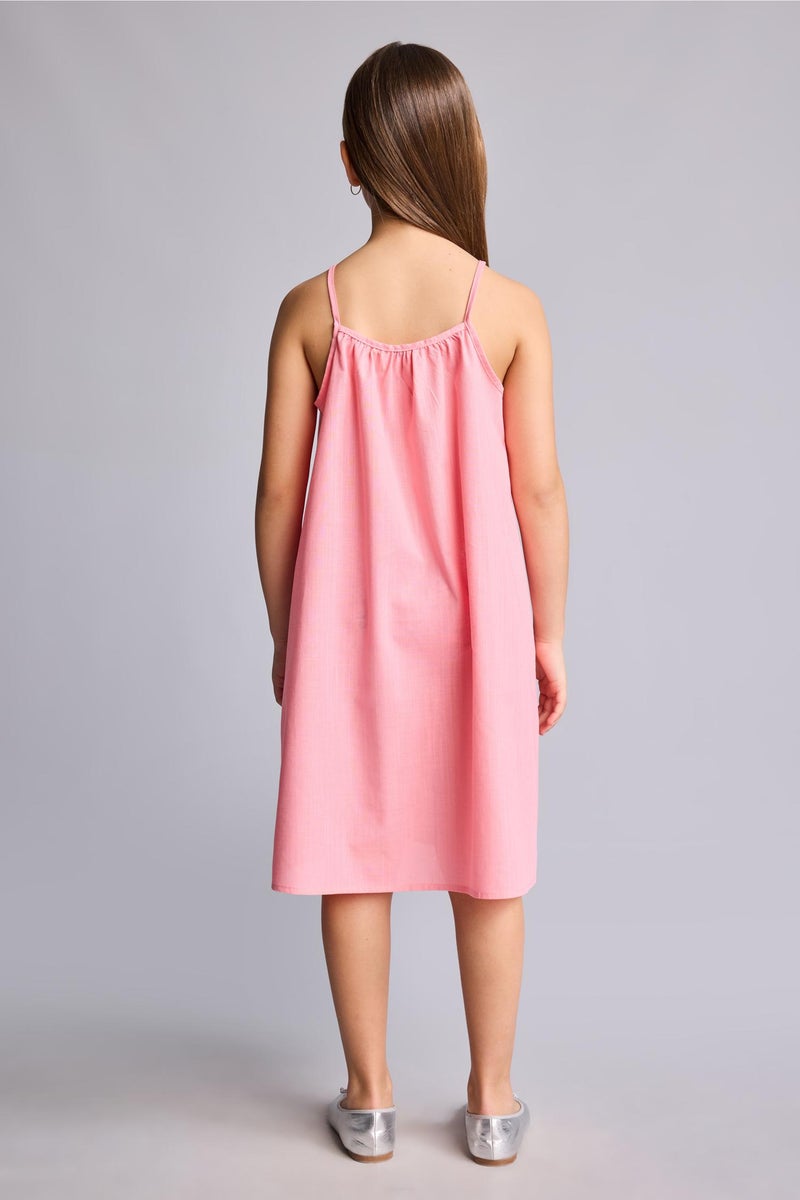 DeFacto Pink Girl Girl A Cut Sleeveless Woven Dress Casual - Image 5