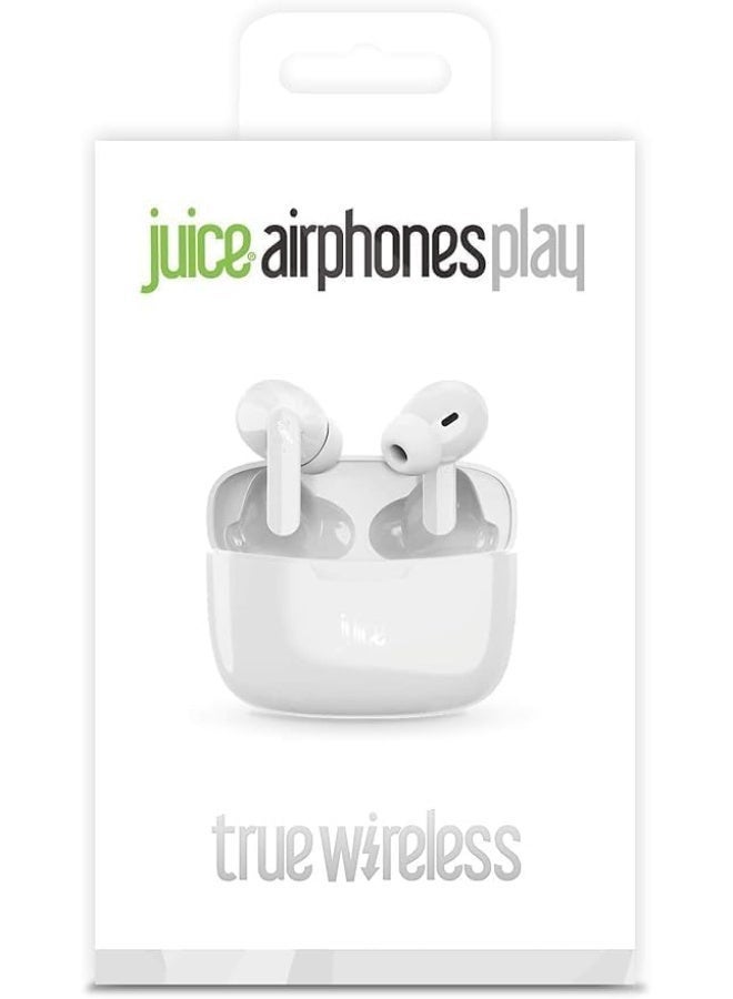 JUICE Airphones Wireless Earbuds, Stylish Design Earphones, Tiny, Lightweight Comfort, Smart Noise Cancelling, Clear Sound, IPX4, Touch Control, Bluetooth 5, 1Hr Fast Charging wireless Earphone - White - Image 4