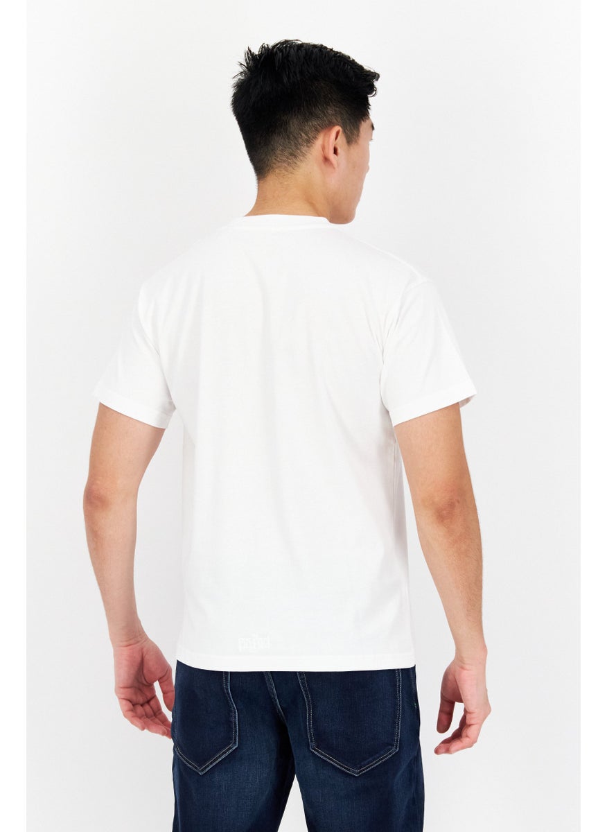 ESPRIT Men Crew Neck Short Sleeve Graphic Printed T-Shirt, White  - Image 3
