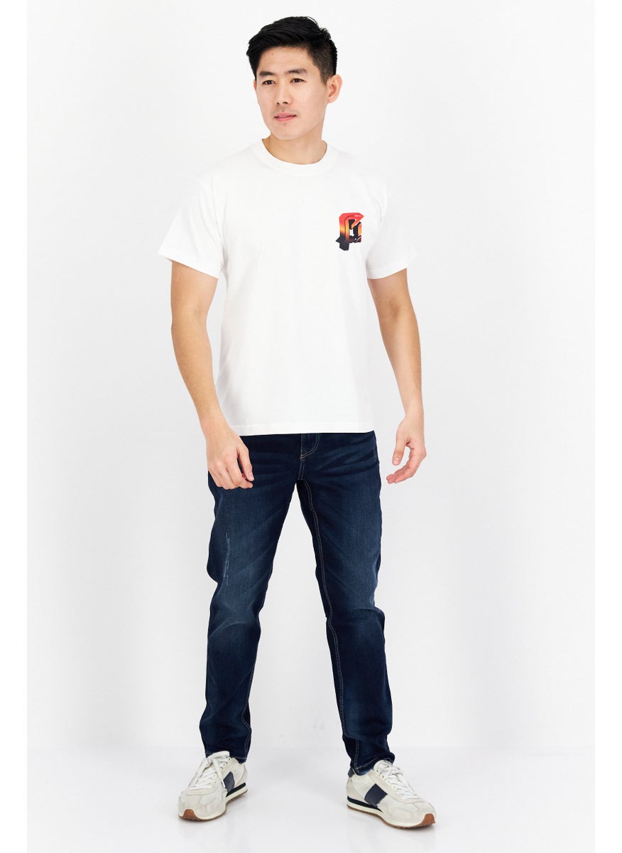ESPRIT Men Crew Neck Short Sleeve Graphic Printed T-Shirt, White  - Image 4