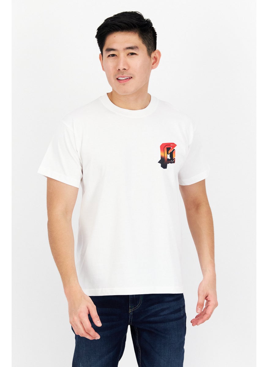 ESPRIT Men Crew Neck Short Sleeve Graphic Printed T-Shirt, White  - Image 1
