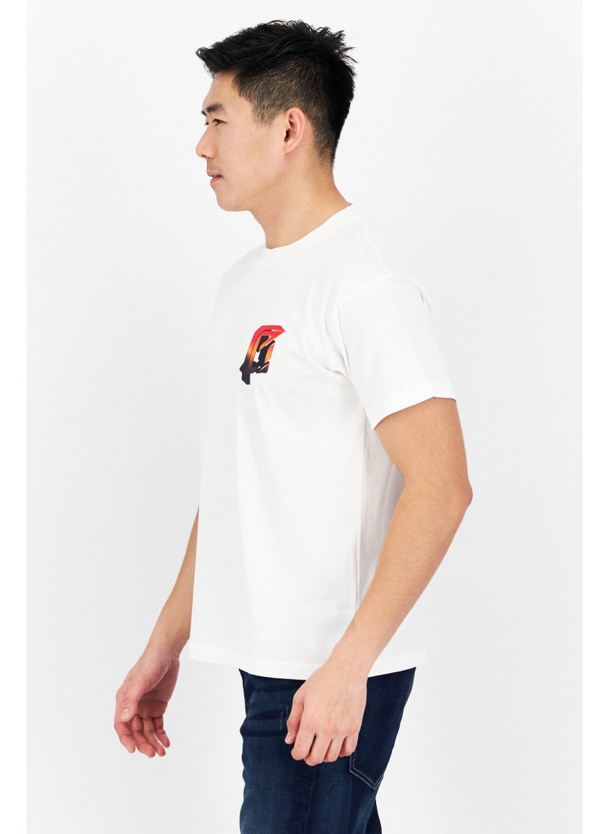 ESPRIT Men Crew Neck Short Sleeve Graphic Printed T-Shirt, White  - Image 2