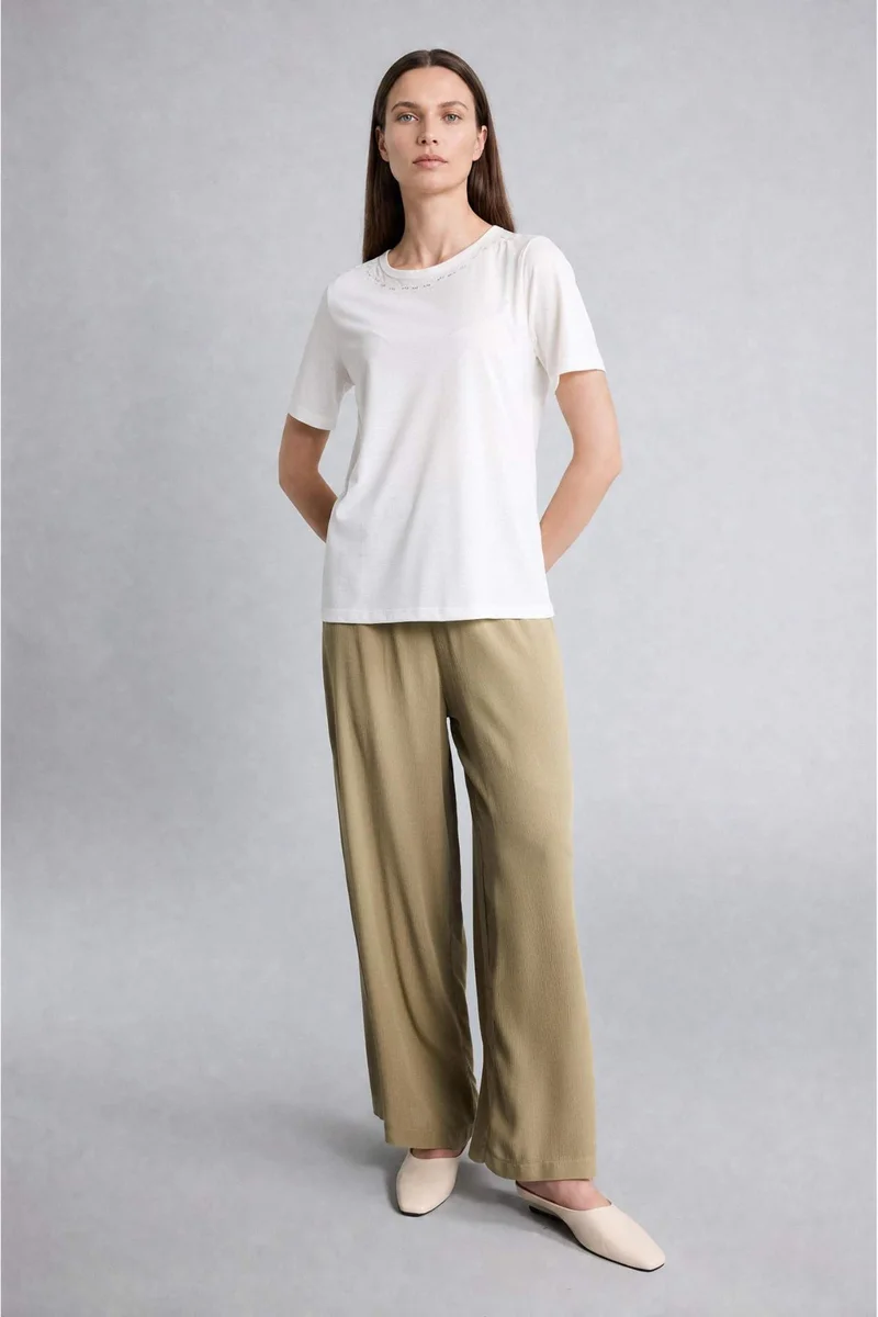 DeFacto Culotte Fit Crinkle Viscose Wide Leg Capri