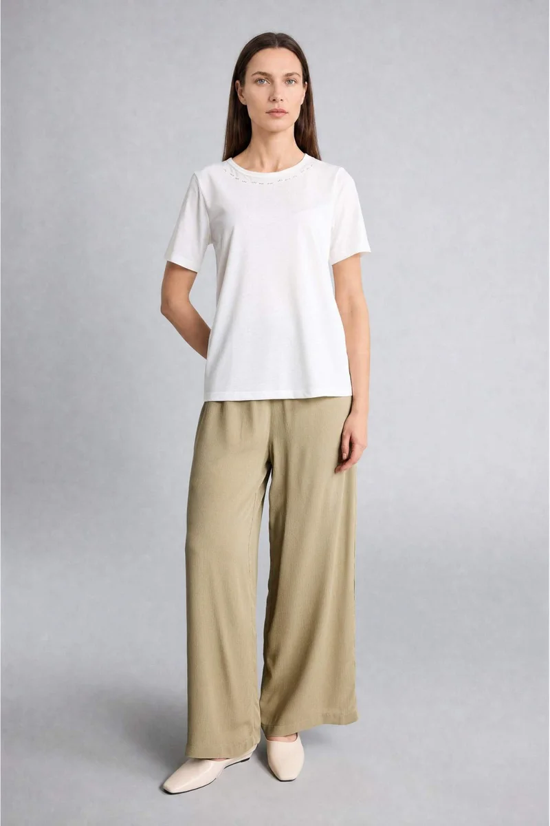 DeFacto Culotte Fit Crinkle Viscose Wide Leg Capri