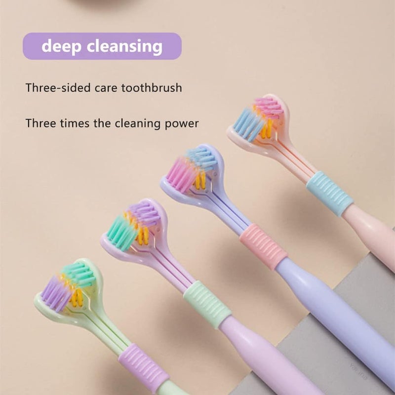 PUTHAK Three-Sided Toothbrushes Soft Bristle Toothbrush for Adults V-Shaped Toothbrush Non-Slip Cleaning Toothbrush (Pack of 3) - Image 4