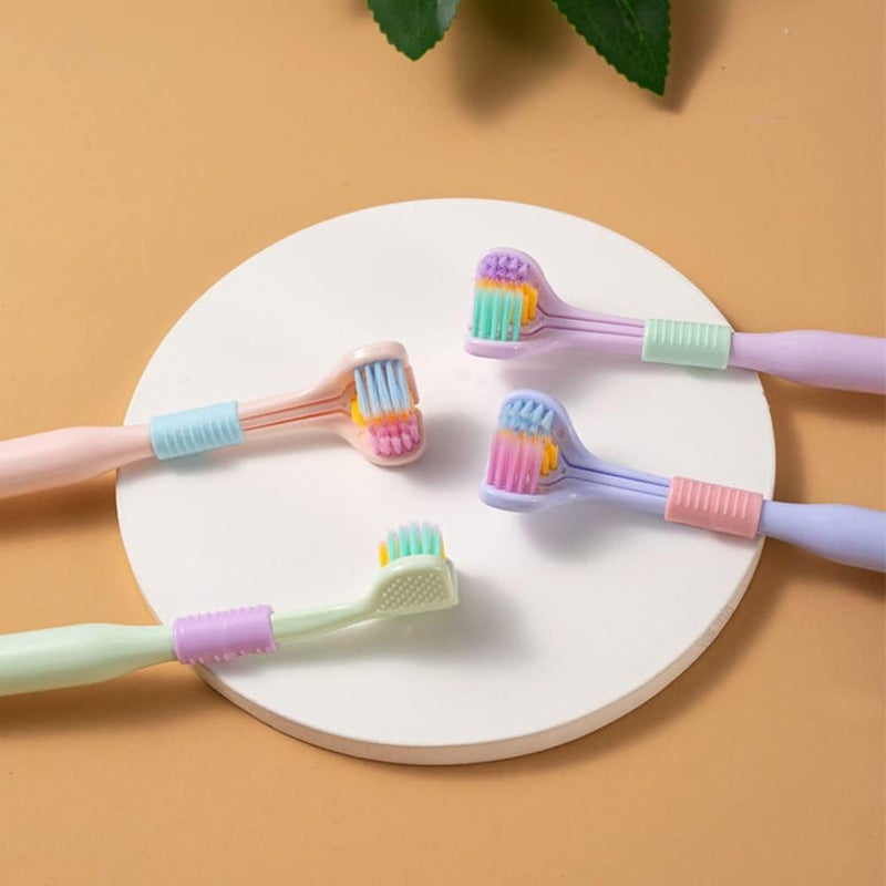 PUTHAK Three-Sided Toothbrushes Soft Bristle Toothbrush for Adults V-Shaped Toothbrush Non-Slip Cleaning Toothbrush (Pack of 3) - Image 3