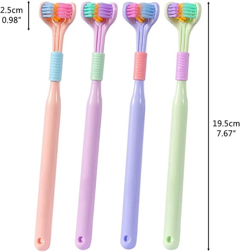 PUTHAK Three-Sided Toothbrushes Soft Bristle Toothbrush for Adults V-Shaped Toothbrush Non-Slip Cleaning Toothbrush (Pack of 3) - Image 2