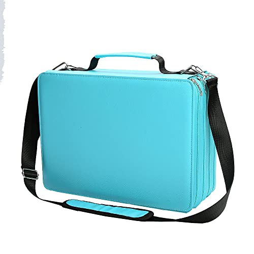 Lbxgap Marker Pen Organizer Case 224 Slots Large Capacity with Handy Wrap Portable Multilayer Holder for Watercolor Pencils & Gel Pen Markers(Blue) - Image 1