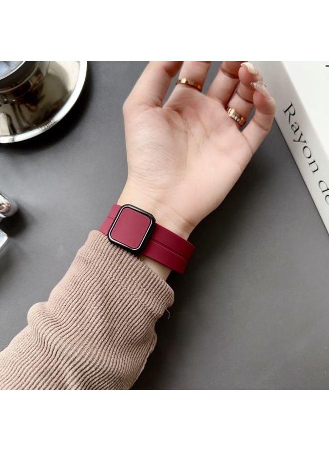 Generic For Iwatch10 For Apple Watch For Applewatch987654 Square Buckle Folding Magnetic Silicone Tape Ultra-Color:Ins [square Buckle Folding Magnetic Silicone] Cloud Gray-44mm (iwatch 456 Generation Se)  - Image 3
