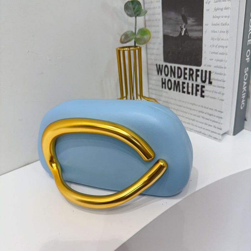 Acrylic Round Box Clutch Evening Bag with Metal Handle - Image 3