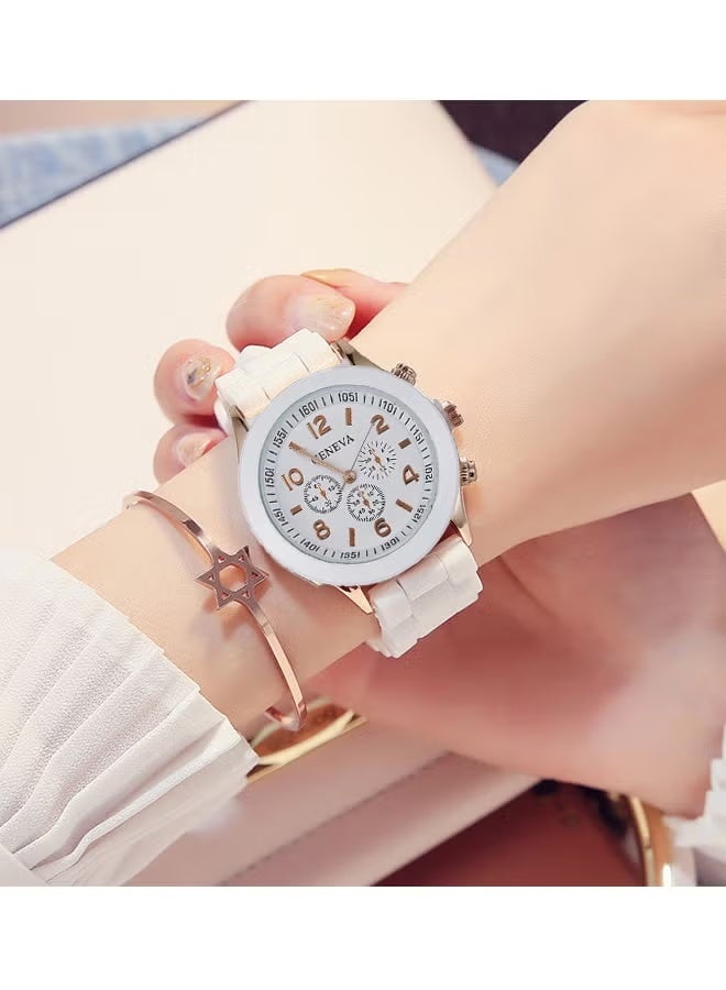 جنيفا ساعة يد بعقارب بسوار من السيليكون مقاومة للماء طراز ZLF35-8 للنساء - Image 2