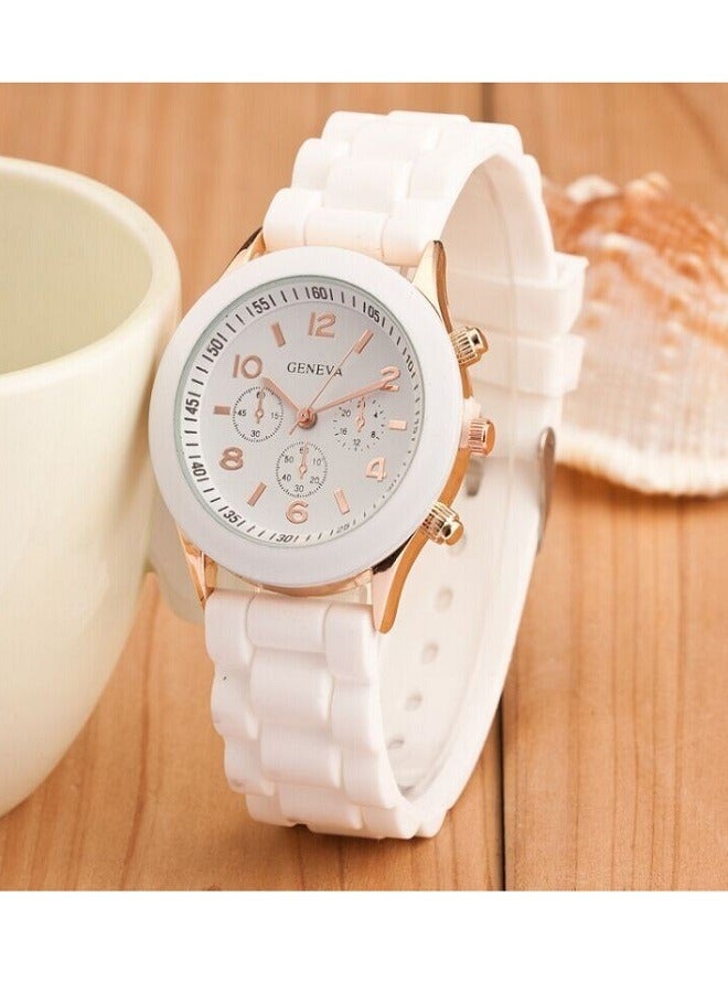 جنيفا ساعة يد بعقارب بسوار من السيليكون مقاومة للماء طراز ZLF35-8 للنساء - Image 5