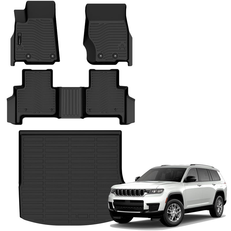 AUXKO All Weather Floor Mats Cargo Mat Fit for Jeep Grand Cherokee(WL Include 4xe, Not WK2 or WL75) 2022-2025 2026 5 Seat Only TPE Rubber Liners All Season Guard Odorless Anti-Slip Floor Mats Cargo Liner - Image 1