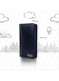 HAMMONDS FLYCATCHER HAMMONDS FLYCATCHER Genuine Leather Passport Cover, Passport Holder for Men and Women - Travel Accessories Document Organizer, RFID Protected Passport Wallet with Card Slots for Trips - Croc Blue  - Image 4