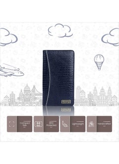 HAMMONDS FLYCATCHER HAMMONDS FLYCATCHER Genuine Leather Passport Cover, Passport Holder for Men and Women - Travel Accessories Document Organizer, RFID Protected Passport Wallet with Card Slots for Trips - Croc Blue  - Image 2