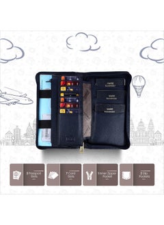HAMMONDS FLYCATCHER HAMMONDS FLYCATCHER Genuine Leather Passport Cover, Passport Holder for Men and Women - Travel Accessories Document Organizer, RFID Protected Passport Wallet with Card Slots for Trips - Croc Blue  - Image 3