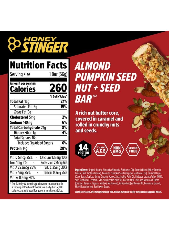 Honey Stinger Nut + Seed Bar Almond Pumpkin Seed Protein Packed Food For Exercise Endurance Performance And Recovery Sports Nutrition Snack Bar For Home & Gym Post Workout Box Of 12 - Image 3