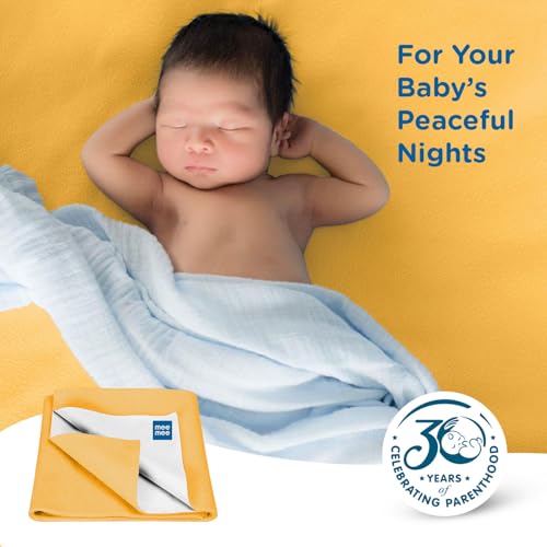 Mee Mee Instadry Cotton Bed Protector Mattress Extra Absorbent, Quick Dry Sheet for New Born Babies, Breathable, Soft & Gentle, Reusable Waterproof Cot sheet for Infant, 0 to 9 Month, 50x70cm (Purple) - Image 4