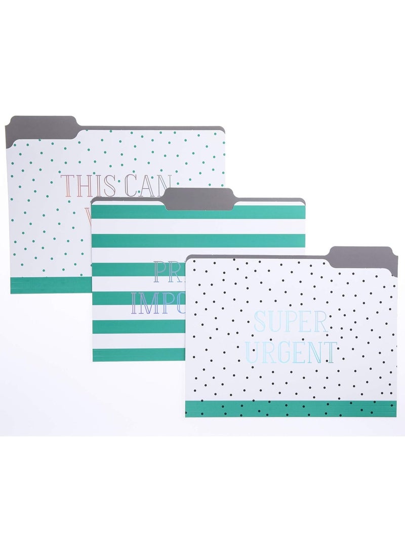 Graphique Graphique Green Dots File Folder Set – Each Folder Measures 11.75" x 9.5", Set Includes 9 Folders with 3 Unique Designs, Durable Triple-Scored Coated Cardstock (FIF045) - Image 1