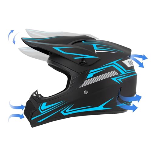TIANDU Youth Kids Dirt Bike Motocross Helmets Goggles Gloves Face Mask 4PCS Set Boys Girls Full Face Motorcycle Helmet Mountain Bike Off Road Helmets DOT Approved ATV Helmet - Image 5