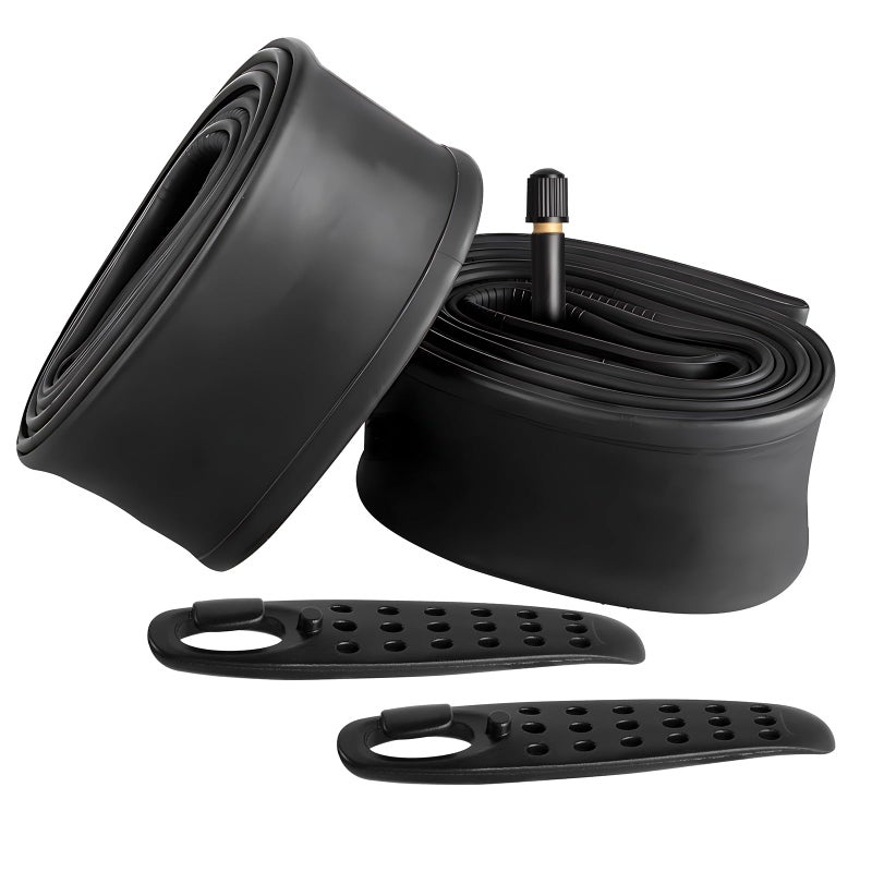 FANSPRO 2 Pack of 20 Inch Bike Tube 20x2.125 20x2.20 20x2.25 20x2.30 20x2.35 20x2.40 Heavy Duty Bicycle Tube with 2 Tire Levers, 32mm Schrader Valve Premium Quality Butyl Inner Tube - Image 1