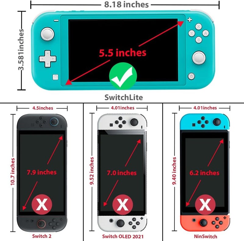TJ's 2 Pack Screen Protector Tempered Glass for Nintendo Switch Lite Model 2019 5.5", [Works While Docking] - 0.3mm Thickness/Bubble Free/Ultra Clear/9H Hardness/Anti-Scratch/Anti-Fingerprint (Clear) - Image 2