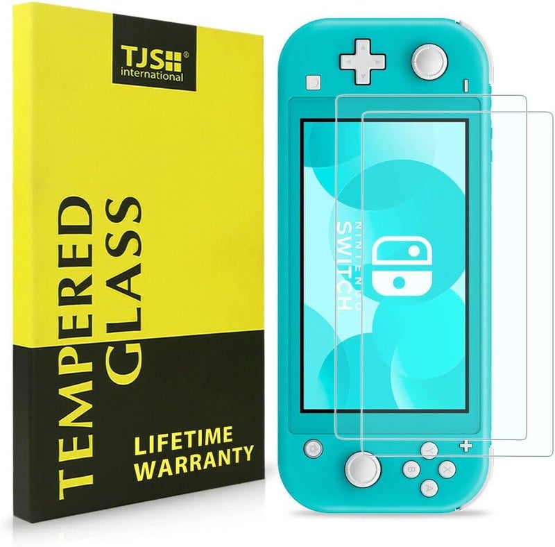 TJ's 2 Pack Screen Protector Tempered Glass for Nintendo Switch Lite Model 2019 5.5", [Works While Docking] - 0.3mm Thickness/Bubble Free/Ultra Clear/9H Hardness/Anti-Scratch/Anti-Fingerprint (Clear) - Image 1