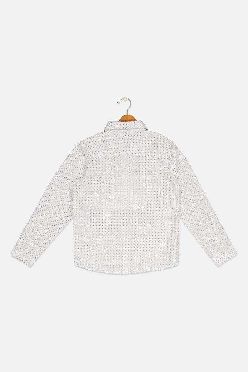 Ocean Pacific Kids Boy All Over Print Long Sleeve Casual Shirt, White  - Image 2
