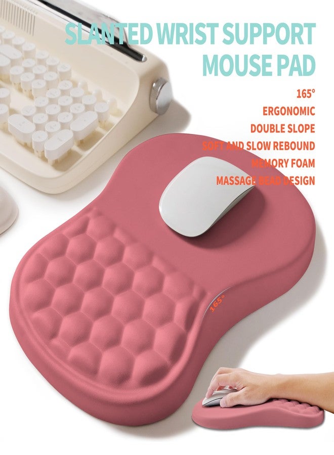 KUOSGM 2-in-1 Ergonomic Set, Wave Rise Keyboard Wrist Rest and Massage Bulge Slope Mouse Pad Wrist Support, Cushion Memory Foam Integrated to Relieve Wrist Pain, Muskmelon Pink - Image 3