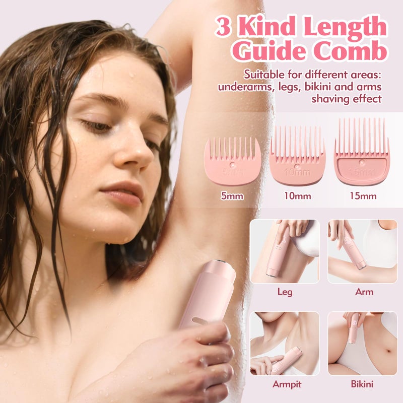 TWAKA Bikini Trimmer for Women, 2 in 1 Electric Razor for Women Body Underarm Pubic Hair, Rechargeable LED Display Electric Trimmer - Image 4