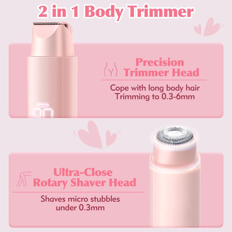 TWAKA Bikini Trimmer for Women, 2 in 1 Electric Razor for Women Body Underarm Pubic Hair, Rechargeable LED Display Electric Trimmer - Image 3
