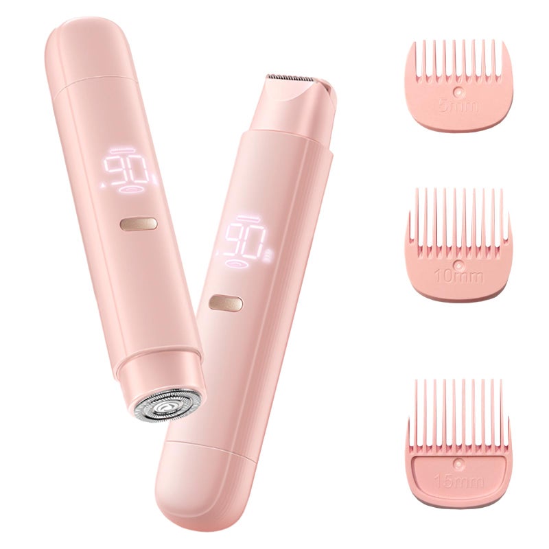 TWAKA Bikini Trimmer for Women, 2 in 1 Electric Razor for Women Body Underarm Pubic Hair, Rechargeable LED Display Electric Trimmer - Image 1