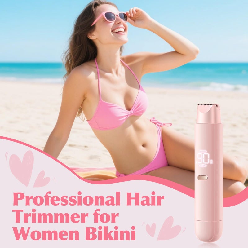 TWAKA Bikini Trimmer for Women, 2 in 1 Electric Razor for Women Body Underarm Pubic Hair, Rechargeable LED Display Electric Trimmer - Image 2