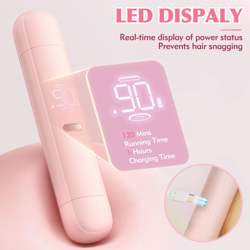 TWAKA Bikini Trimmer for Women, 2 in 1 Electric Razor for Women Body Underarm Pubic Hair, Rechargeable LED Display Electric Trimmer - Image 5