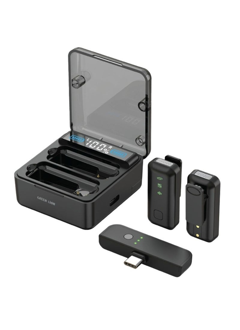 GREEN LION 2 IN 1 Microphone Digital Display, ANC Noise Reduction, Low Latency, Long Lasting Battery, 5H Working Time, Wireless Transmission, Lightweight, Portable & Compact - Black  - Image 1