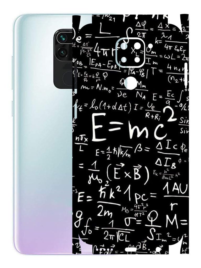 AtOdds - Mobile Back Skin Sticker Wrap Compatible with Redmi Note 9 (Coverage - Back+Camera+Sides) (E=mc2) - Image 1