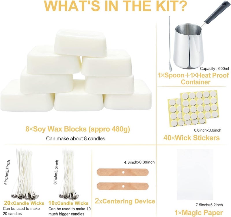 Yzoo Candle Making Kit for Adults Beginners,Candle Making Supplies Include Soy Wax for Candle Making,Candle Wax Melting Pot,Candle Wicks Stickers,Magic Paper and More-DIY Candle Kit,Full Crafts for Adults - Image 4