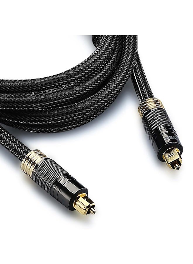 FosPower Toslink Cable (4.6M/15FT), Optical Toslink Digital Audio Cable Cord (S/PDIF) - 24K Gold Plated | Braided Nylon Jacket | Metal Connectors - Image 1