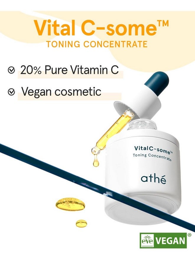 ATHÉ Athe Vital Csome Toning Concentrate Antiaging & Radiance Face Ampoule With Pure Vitamin C For Blemishes And Freckles Korean Vegan Serum Targets Age Spots & Smooths Skin 0.67 Fl.Oz. - Image 2