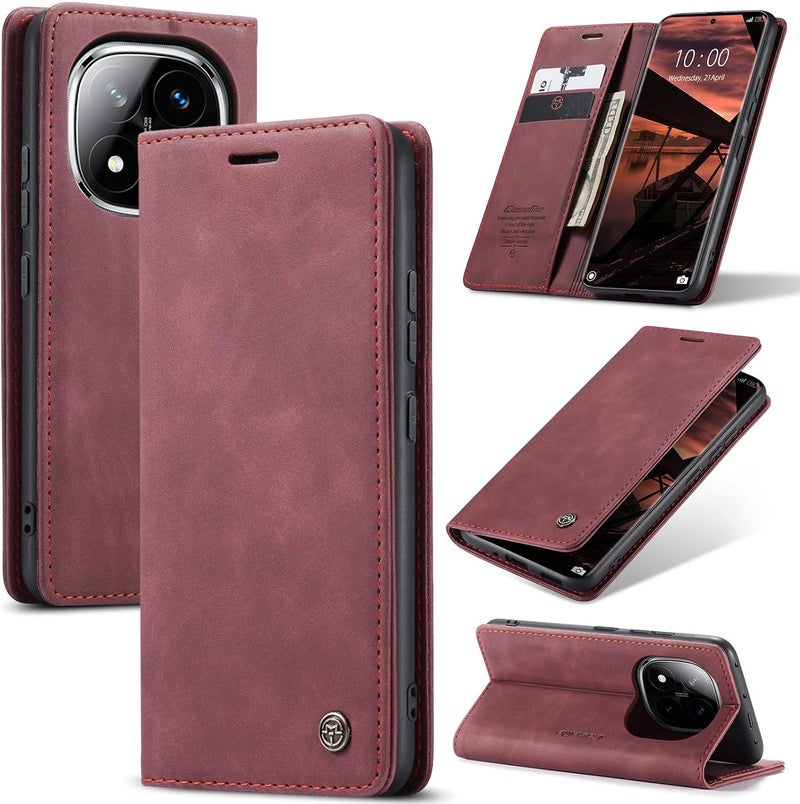 CaseMe Wallet Case for Redmi Note 14 Pro/Pro+ 5G / Poco X7 5G, Premium Retro PU Leather Flip Cover with 2 Card Slots, Cash Pocket, Magnetic Closure, Kickstand Stand, Shockproof Protective Phone Case - Image 1