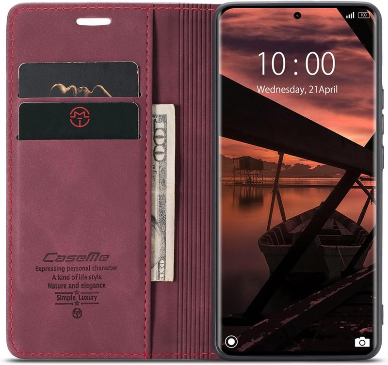 CaseMe Wallet Case for Redmi Note 14 Pro/Pro+ 5G / Poco X7 5G, Premium Retro PU Leather Flip Cover with 2 Card Slots, Cash Pocket, Magnetic Closure, Kickstand Stand, Shockproof Protective Phone Case - Image 2