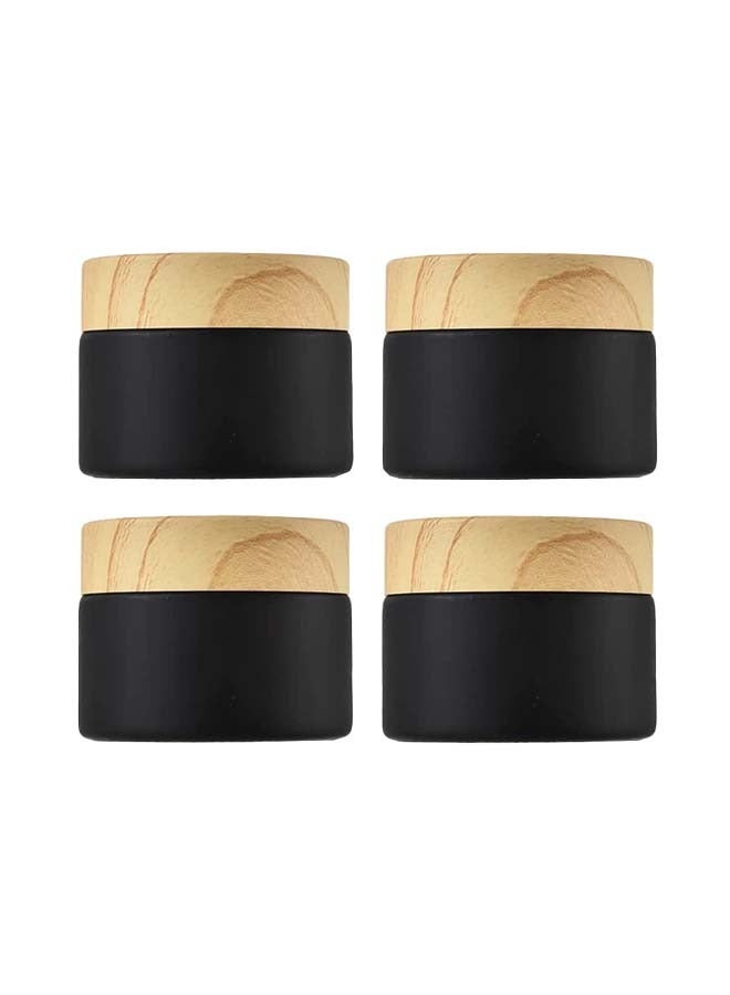 4 Pack Frosted Glass Makeup Jars 30g Empty Cream Containers with Seal for Skincare and Cosmetics Black - Image 1