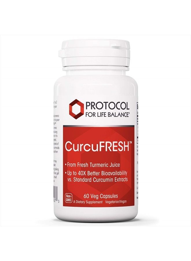 Protocol For Life Balance Protocol CurcuFRESH - Turmeric Curcumin 500mg - Standardized Turmeric Root Juice - 60 Veg Caps - Image 1