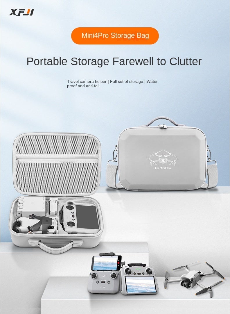 For DJI Mini 4 Pro Drone Storage Bag, Large Capacity Crossbody Backpack, Waterproof PU Leather, Shockproof & Scratch-Resistant, Eco-Friendly, 1:1 Precision Mold, Travel-Friendly Full Set Accessories Case（only case）  - Image 1