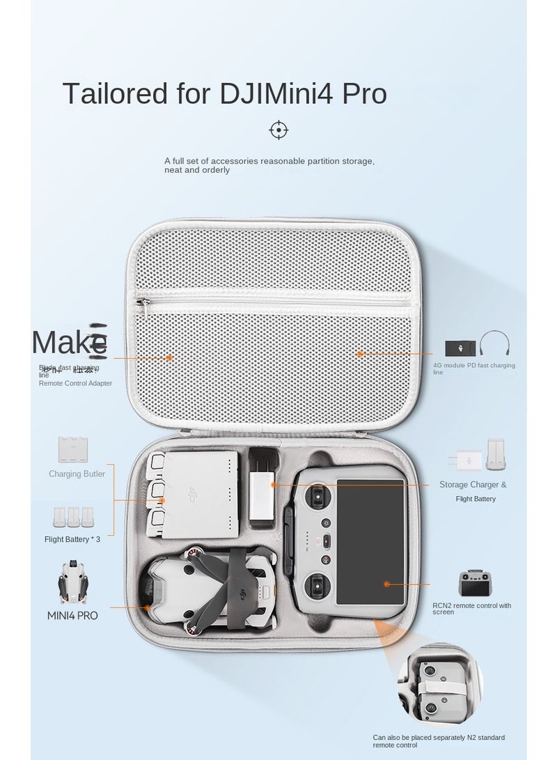 For DJI Mini 4 Pro Drone Storage Bag, Large Capacity Crossbody Backpack, Waterproof PU Leather, Shockproof & Scratch-Resistant, Eco-Friendly, 1:1 Precision Mold, Travel-Friendly Full Set Accessories Case（only case）  - Image 3