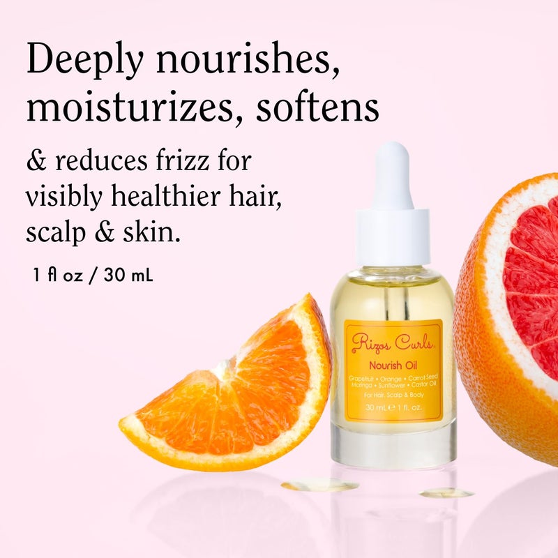 Rizos Curls زيت ريزوس كيرلز للتغذية، ترطيب وتنعيم، نعومة ولمعان للشعر الخالي من التجاعيد، خفيف الوزن ويمتص بسرعة، يحسن الشعر وفروة الرأس والجلد مع فيتامين C، لجميع أنواع الشعر 1a - 4c، 1 أونصة - Image 2