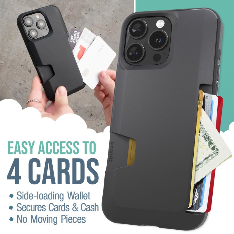 SmartishÂ® iPhone 16 Pro Max Wallet Case - Wallet Slayer Vol. 1 [Slim + Protective] Credit Card Holder - Drop Tested Hidden Flip Card Slot Cover Compatible w/Apple iPhone 16 Pro Max - Black Tie Affair - Image 2