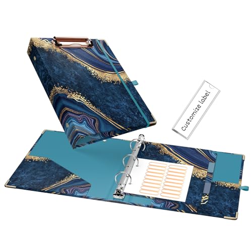 Ospelelf Mini 3-Ring Binder, 1 Inch, Cute Blue Marble Binder for 5.5" x 8.5", with 5 Tab Dividers, File Folder Labels and Low-Profile Clipboards, School and Office Supplies - Image 1